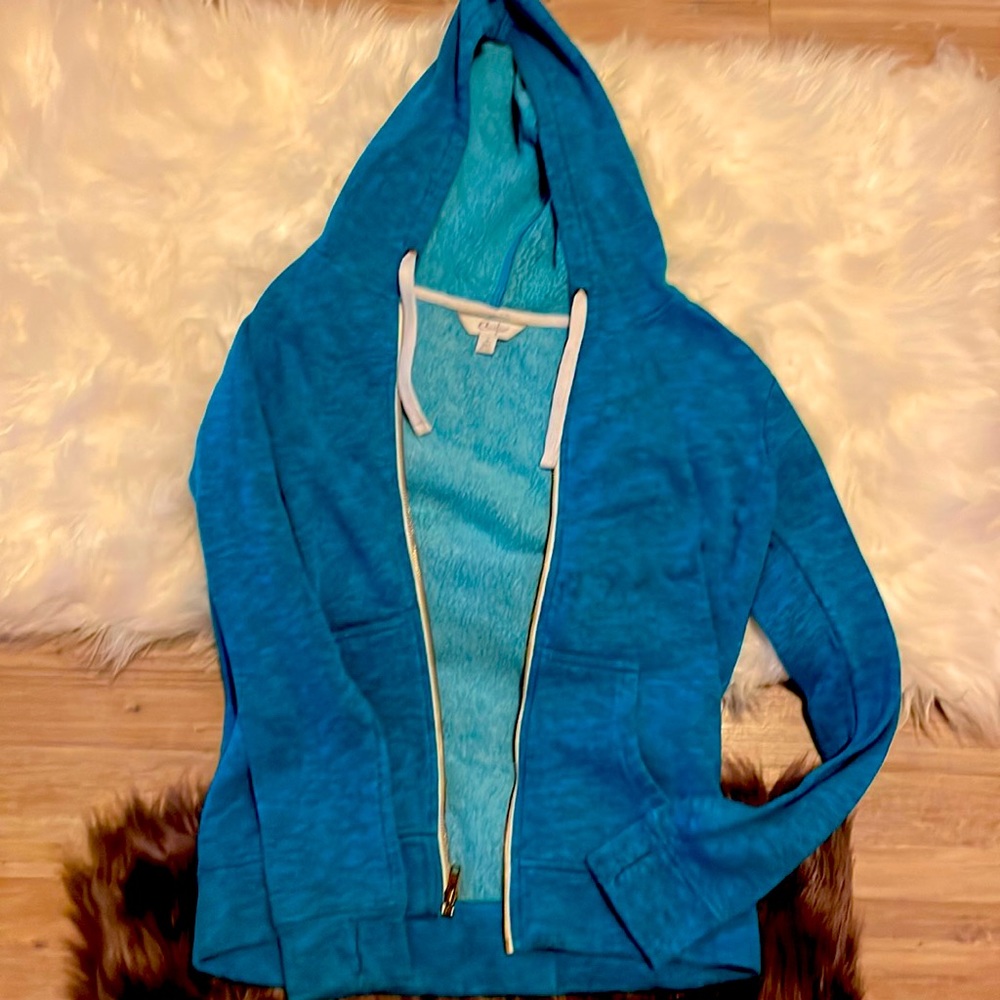 Blue curfew zip up hoodie